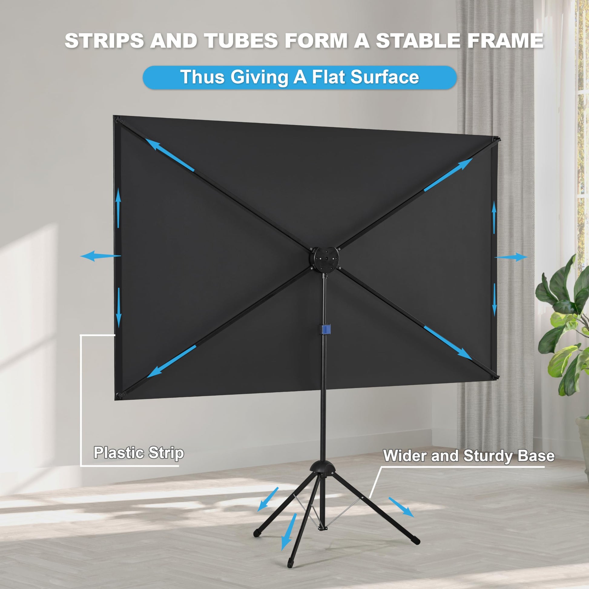 Pantalla de Proyector y Soporte, 120 Pulgadas 16:9, Pantalla de Proyector Portátil, Pantalla de Proyección 4K HD, Ligera y Compacta, Ideal para Cine en Casa, Películas de Interior/Exterior.