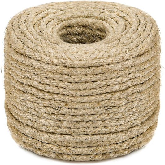 Cuerda de sisal para gato rascador de árbol de repuesto para reparación de recuperación o rascador de bricolaje (Natur, 4 mm, 50 pies)