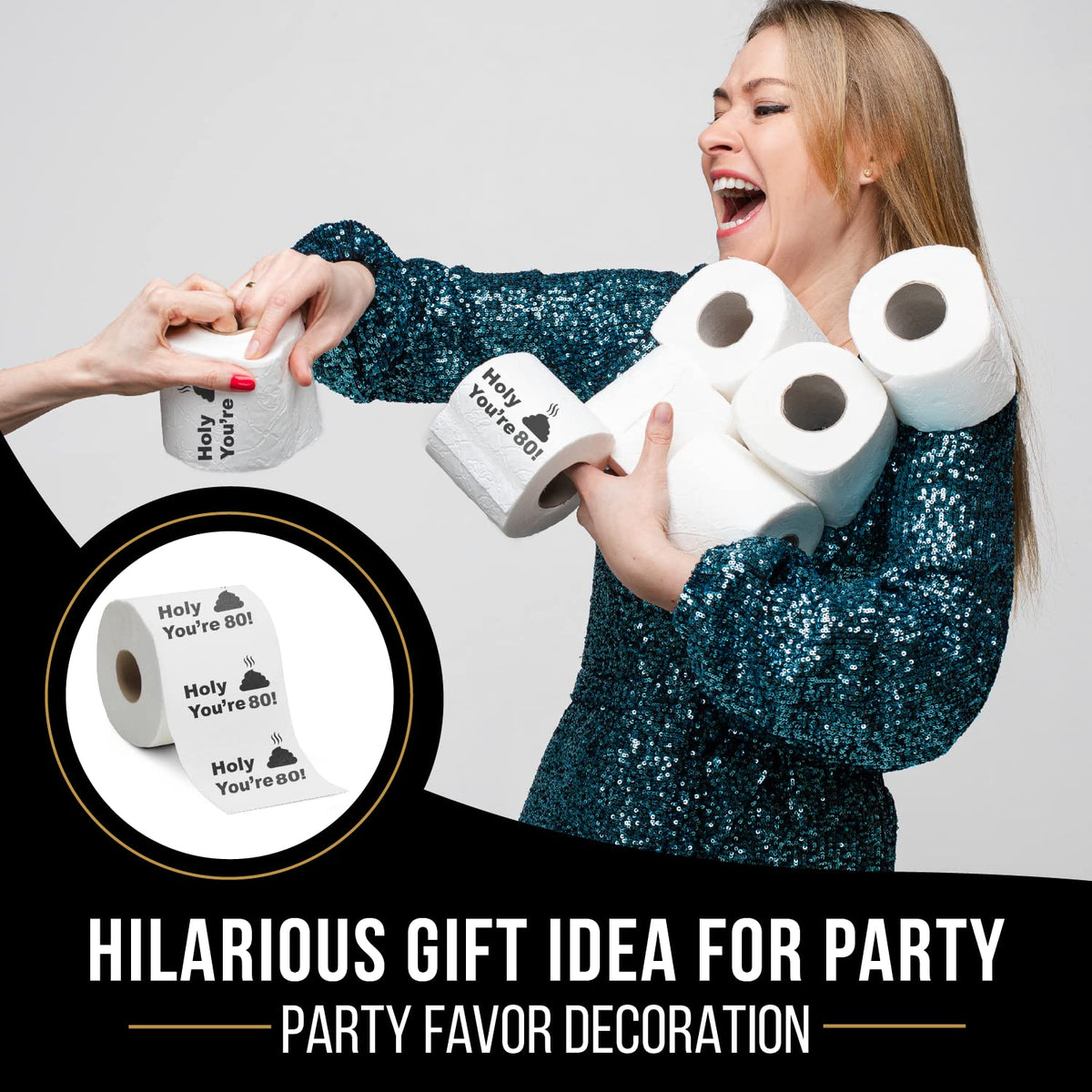 Papel Higiénico Novelty Hilarious Gag para 80 Cumpleaños