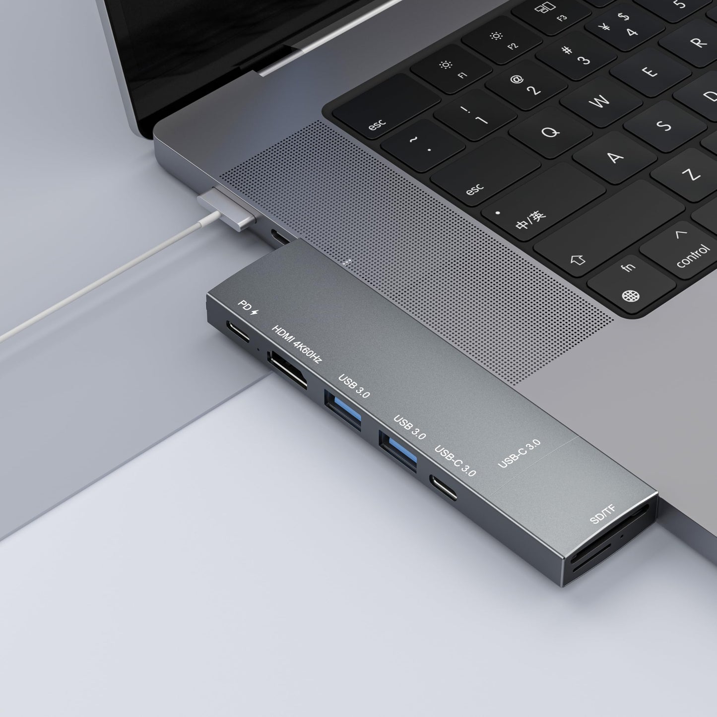 Hub USB C 8 en 2 para MacBook Pro MacBook Air iPad Dell Lenovo HP con 2 HDMI 4K 60Hz Lector de Tarjetas microSD SD y 2 Puertos USB A