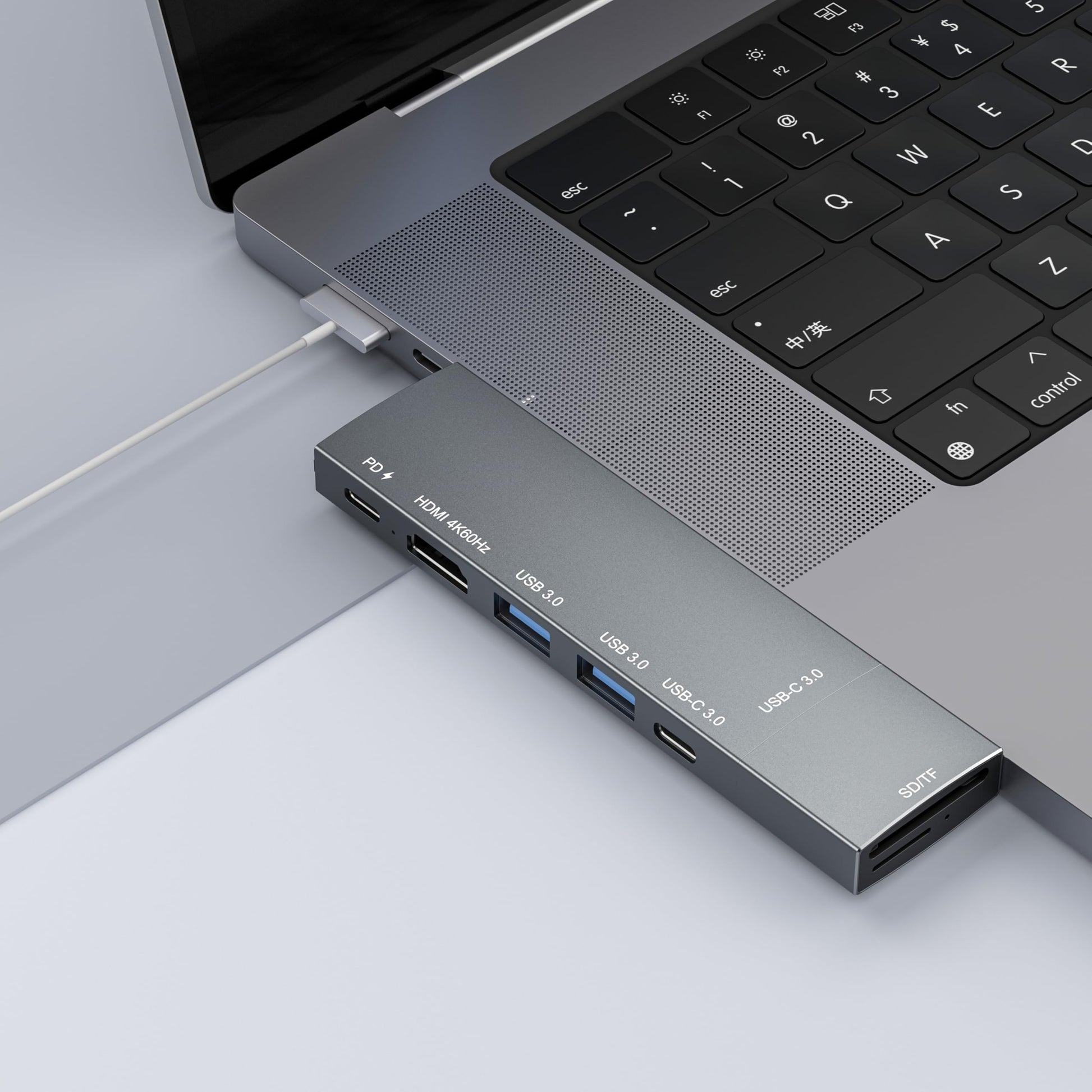 Hub USB C 8 en 2 para MacBook Pro MacBook Air iPad Dell Lenovo HP con 2 HDMI 4K 60Hz Lector de Tarjetas microSD SD y 2 Puertos USB A