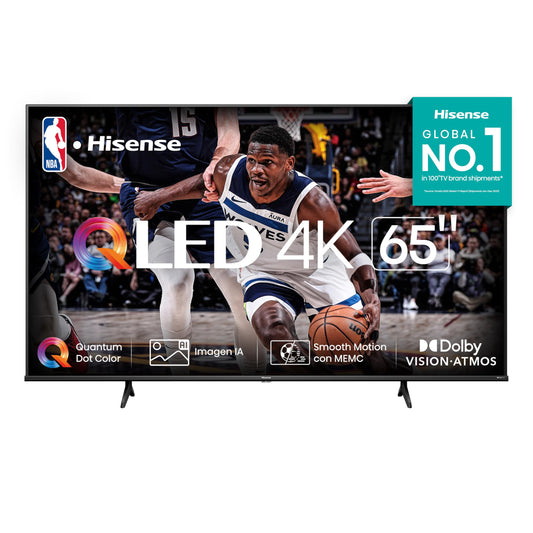 Hisense Television QD6N Pantalla 65 Pulgadas,QLED Smart Google TV UHD 4K,Control Remoto por Voz con Alexa,Dolby Vision Atmos, Modo de Juego Plus, Control de Voz,Compartir con TV