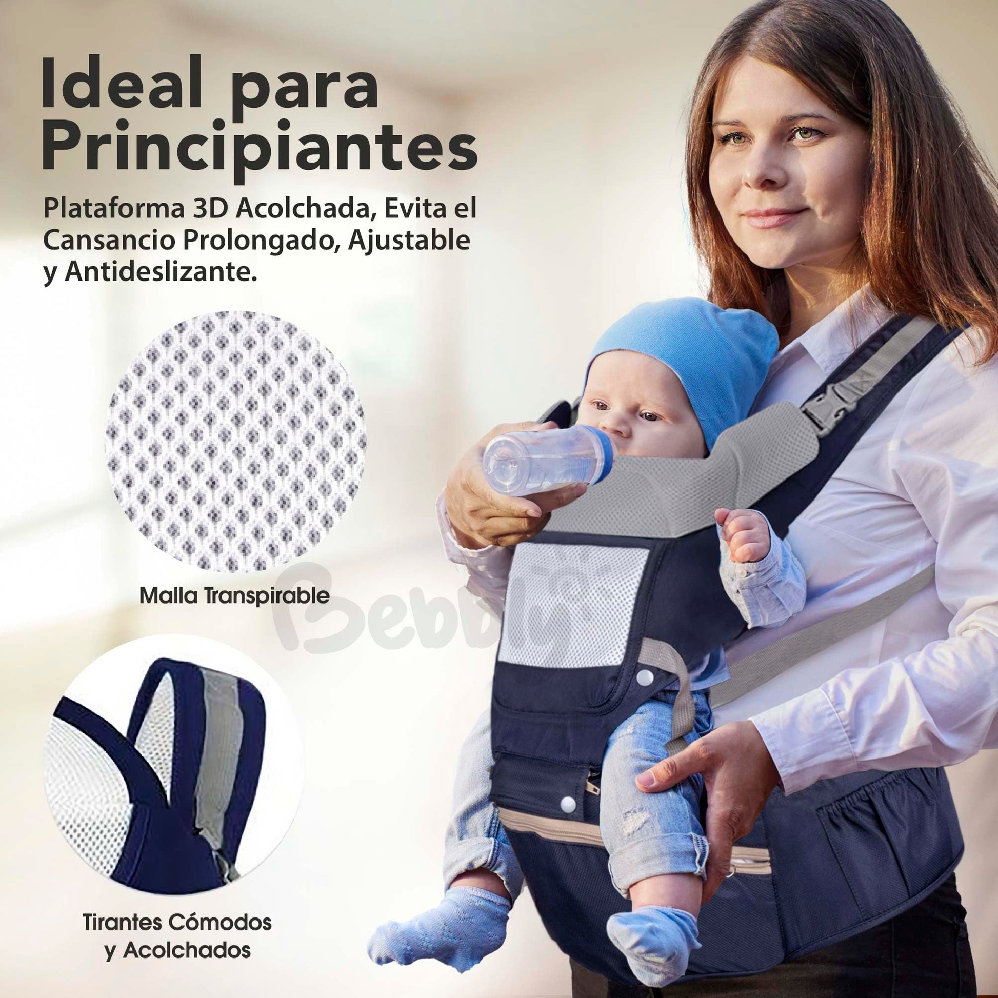Magma Life Cangurera Ergonómica para Bebés: Portabebpe Ideal para 12 a 36 meses, Soporta 20kg, con Convenientes Bolsas de Almacenaje