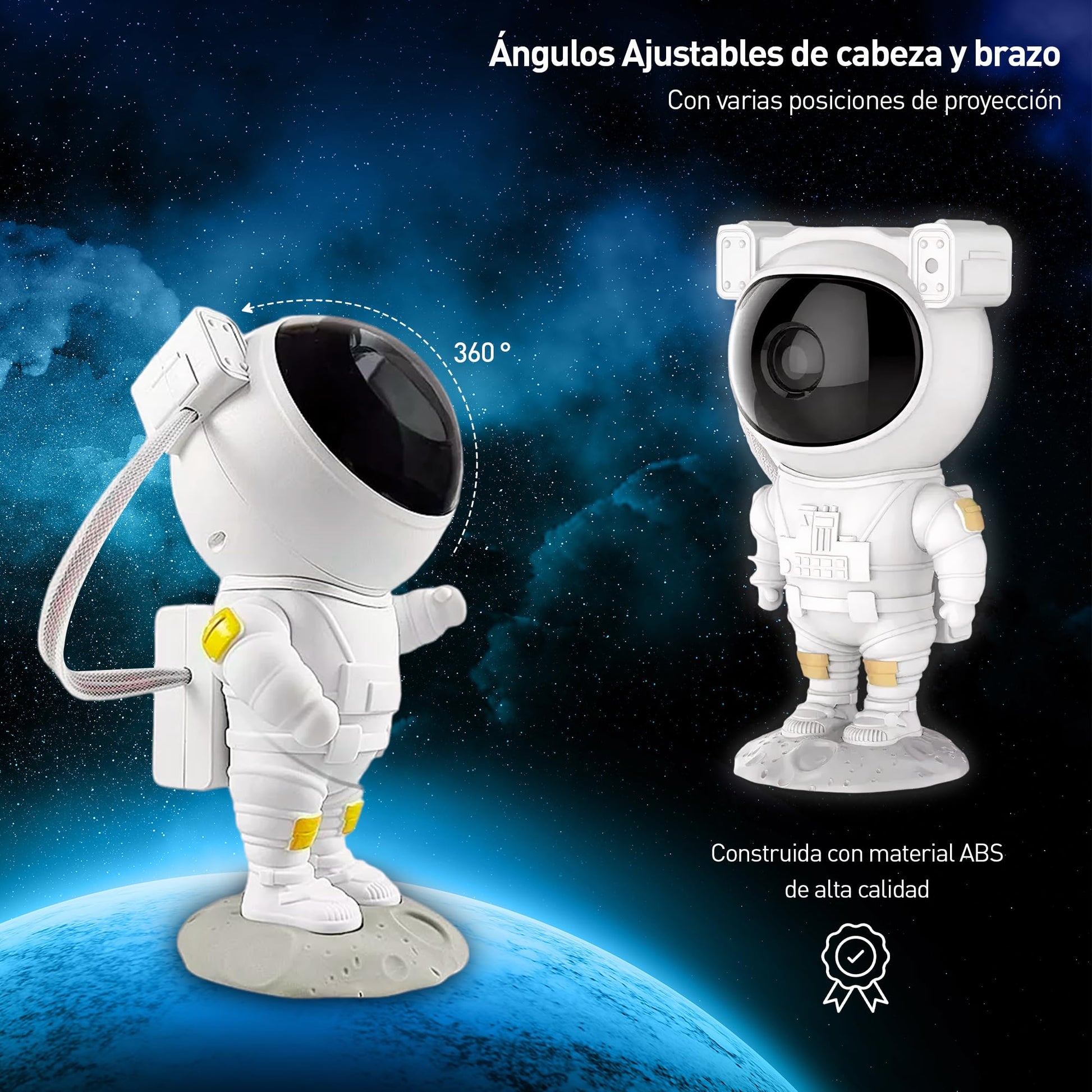 Bluelander Astronauta Proyector de Estrellas, Mini Proyector, Astronauta 12*11.3*22.8 cm, Control Remoto, Luces Estrellas, Adecuado para Niños, Regalo Ideal, Función de Temporizador, Ángulo Ajustable