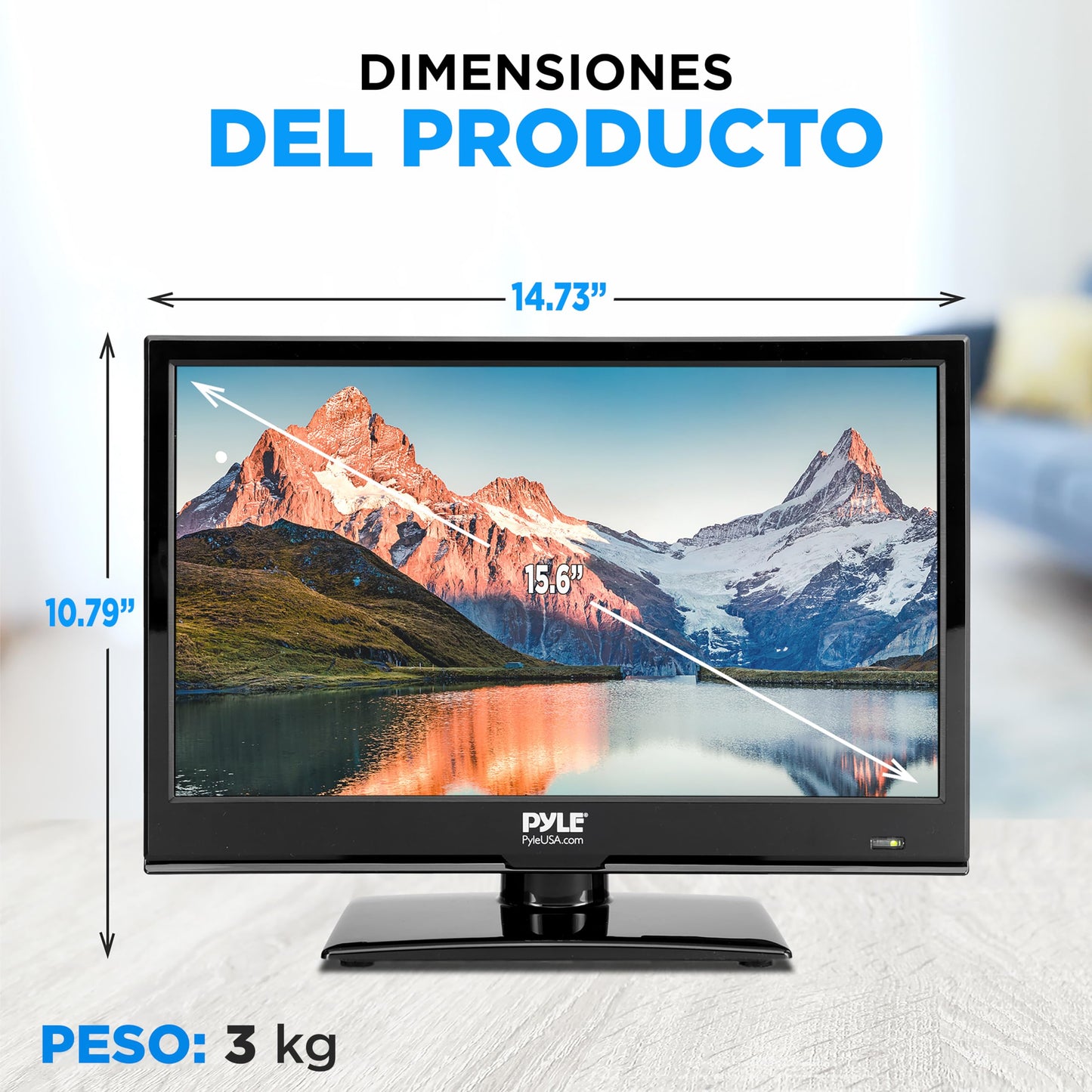 Pyle TV LED 15 pulgadas 1080p - pantalla plana FHD, HDMI, RCA, DVD integrado, montable en pared, compatible con Mac y PC, control remoto, negro