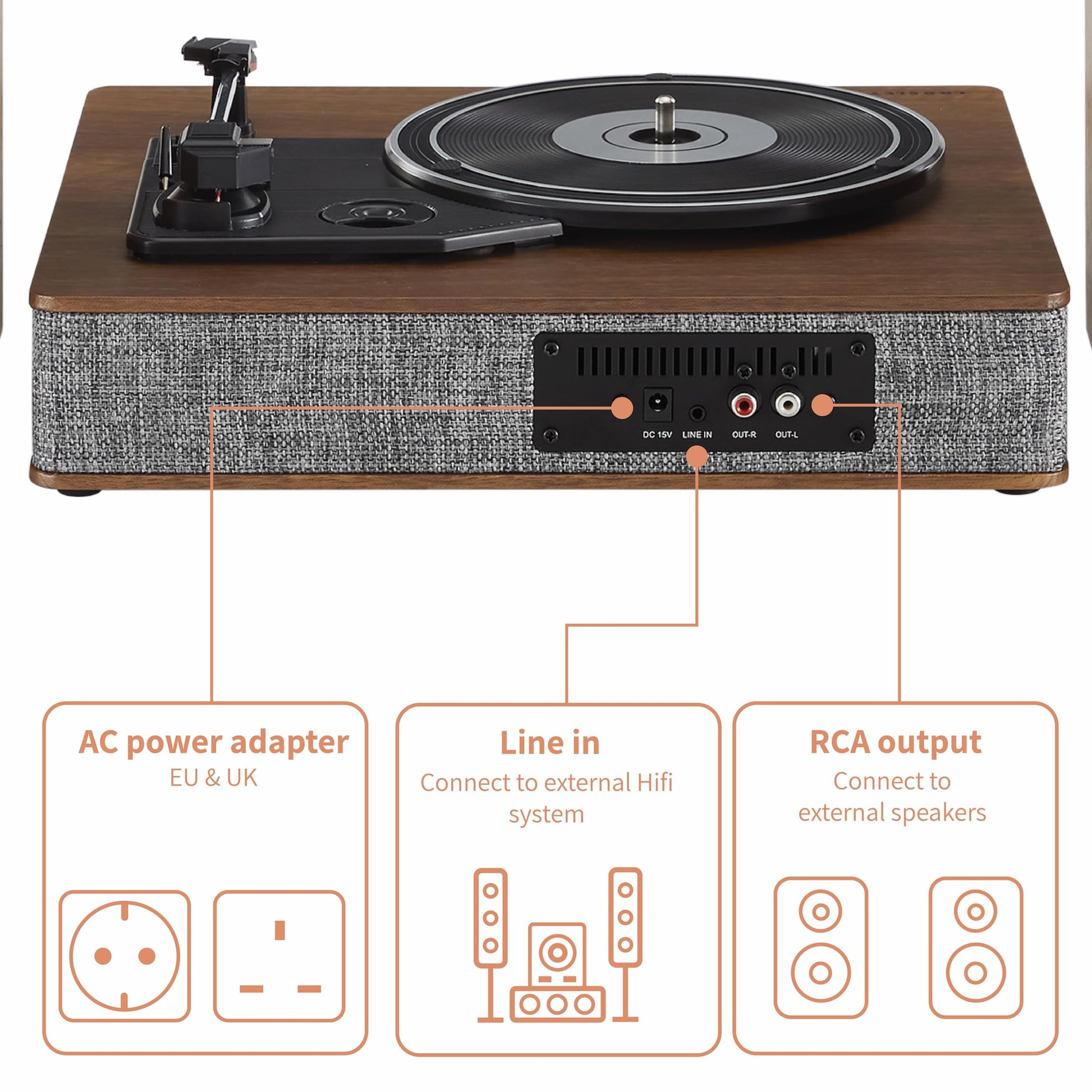 Crosley Aria - Tocadiscos Bluetooth de 3 Velocidades con Altavoces Estéreo Incluidos, Color Gris