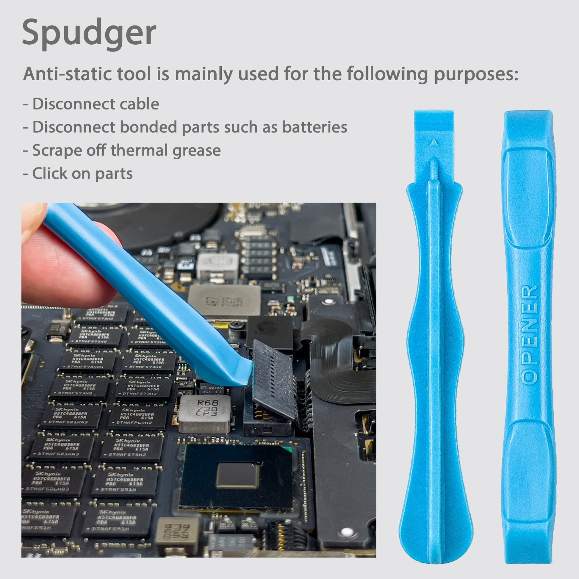 HowFixit Kit de herramientas de palanca de apertura con Spudgers ESD, cepillo para polvo antiestático, Spudger de metal para desmontar y reparar portátiles, consola de juegos, computadora