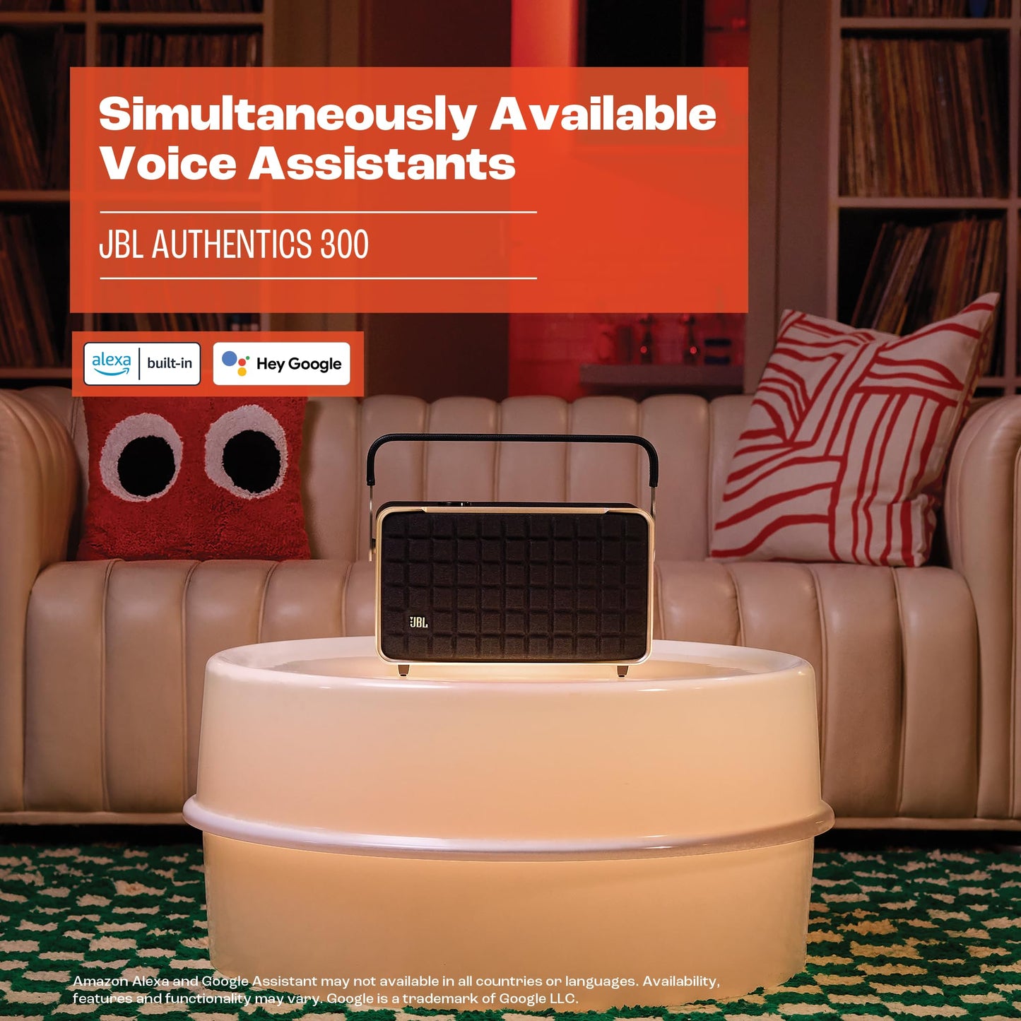JBL Authentics 300 Bocina Portátil Wi-Fi/Bluetooth, 100W de Potencia, Reproducción 8 Horas, Asistentes de Voz - Negro