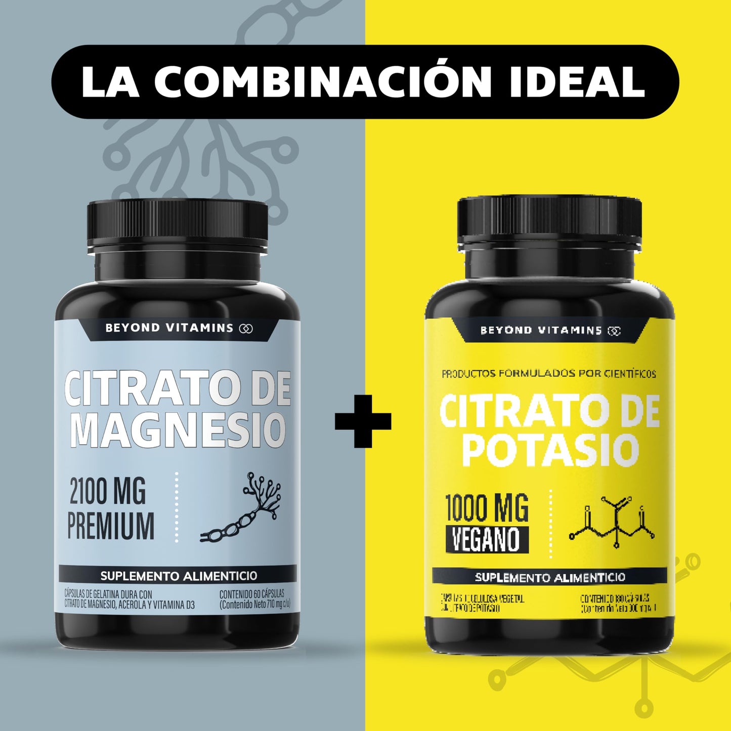 Beyond Vitamins | Citrato de Magnesio 2100mg | Citrato de Magnesio sin rellenos | Suplemento alimenticio de Magnesium Citrate | 60 caps