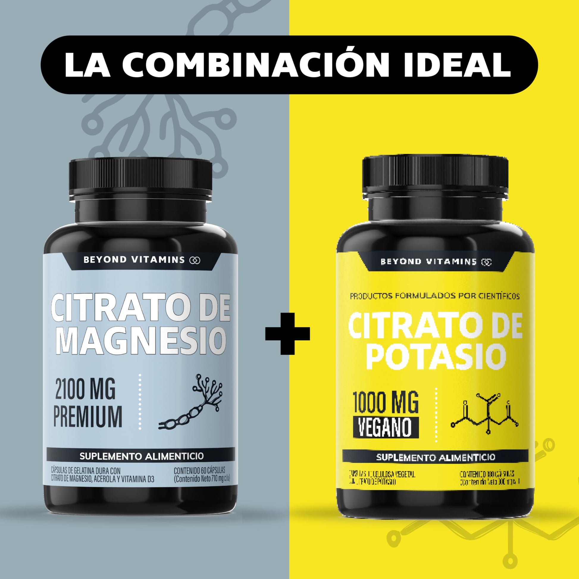 Beyond Vitamins | Citrato de Magnesio 2100mg | Citrato de Magnesio sin rellenos | Suplemento alimenticio de Magnesium Citrate | 60 caps