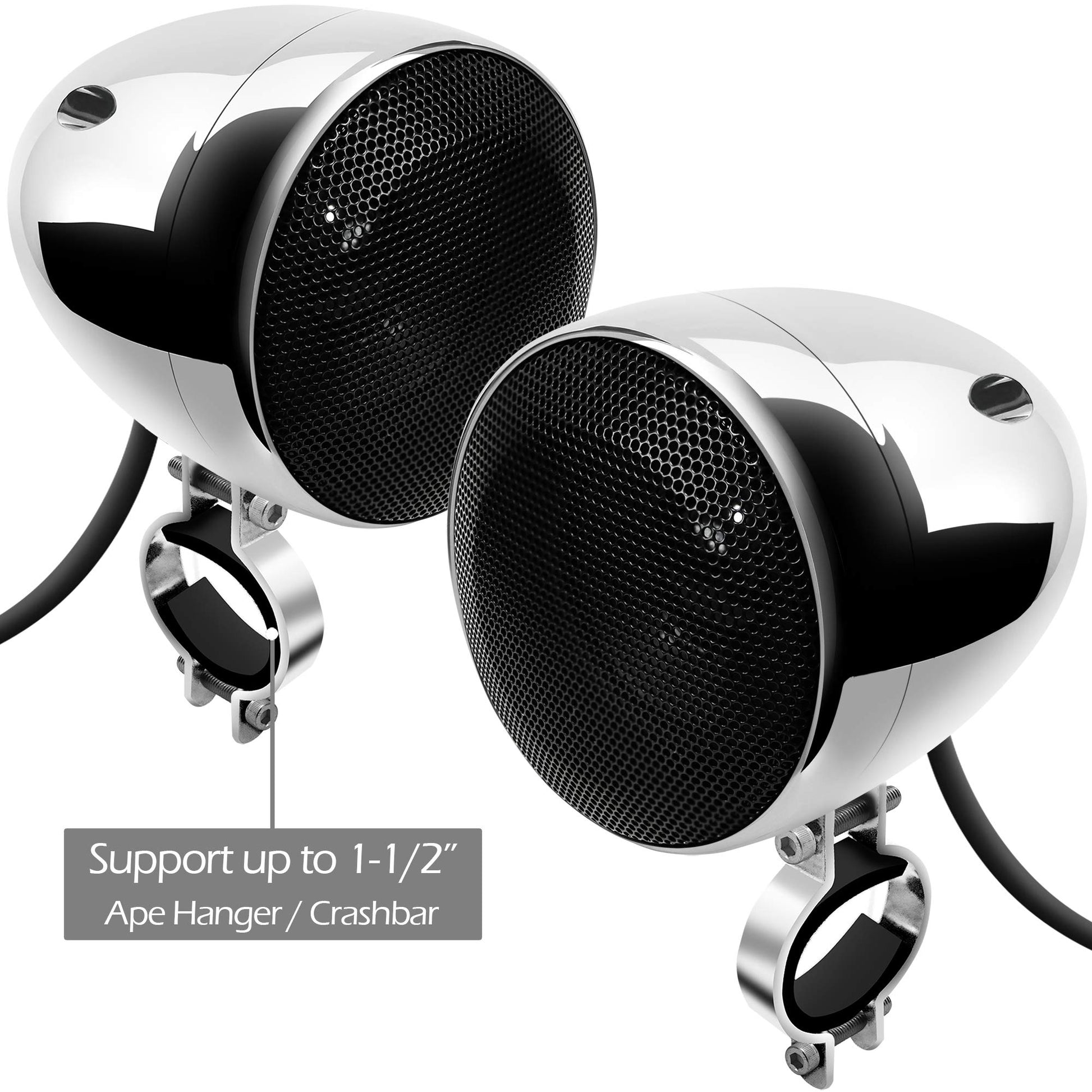 GoHawk TN4-R - Amplificador de 10 cm, rango completo, impermeable, Bluetooth, bocinas estéreo para motocicleta, de 1 a 1.5 pulgadas (2.5 a 4 cm) Sistema de amplificador de audio para montaje en manubrio de Harley Touring Cruiser, ATV RZR, auxiliar, radio