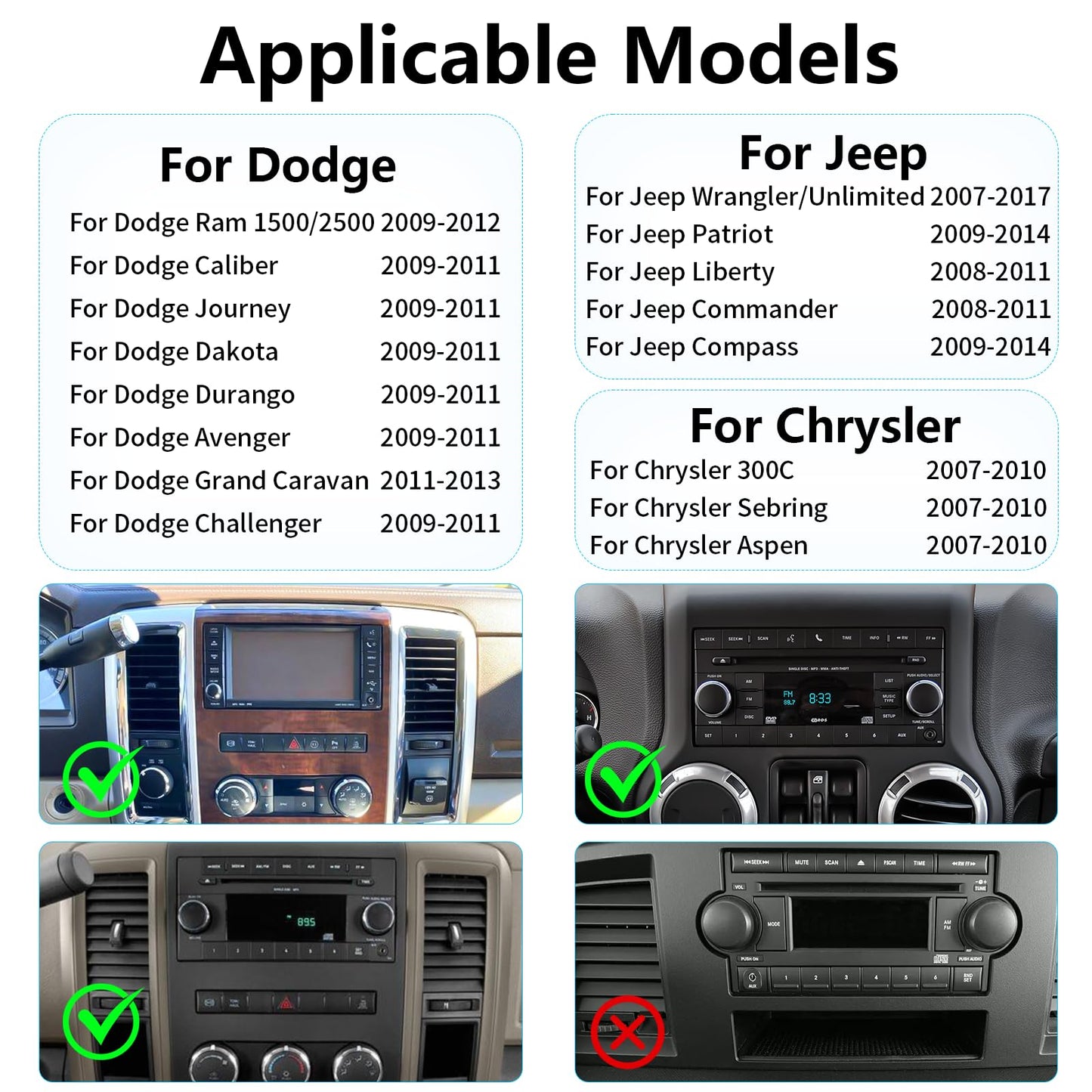 10.1 pulgadas Android 15 GPS para coche estéreo de 4 GB+64 GB para Jeep Wrangler JK 2007-2018 Dodge Ram 1500 2500 2009 2010 2011 2012 Grand Cherokee con inalámbrico CarPlay Android Auto Bluetooth