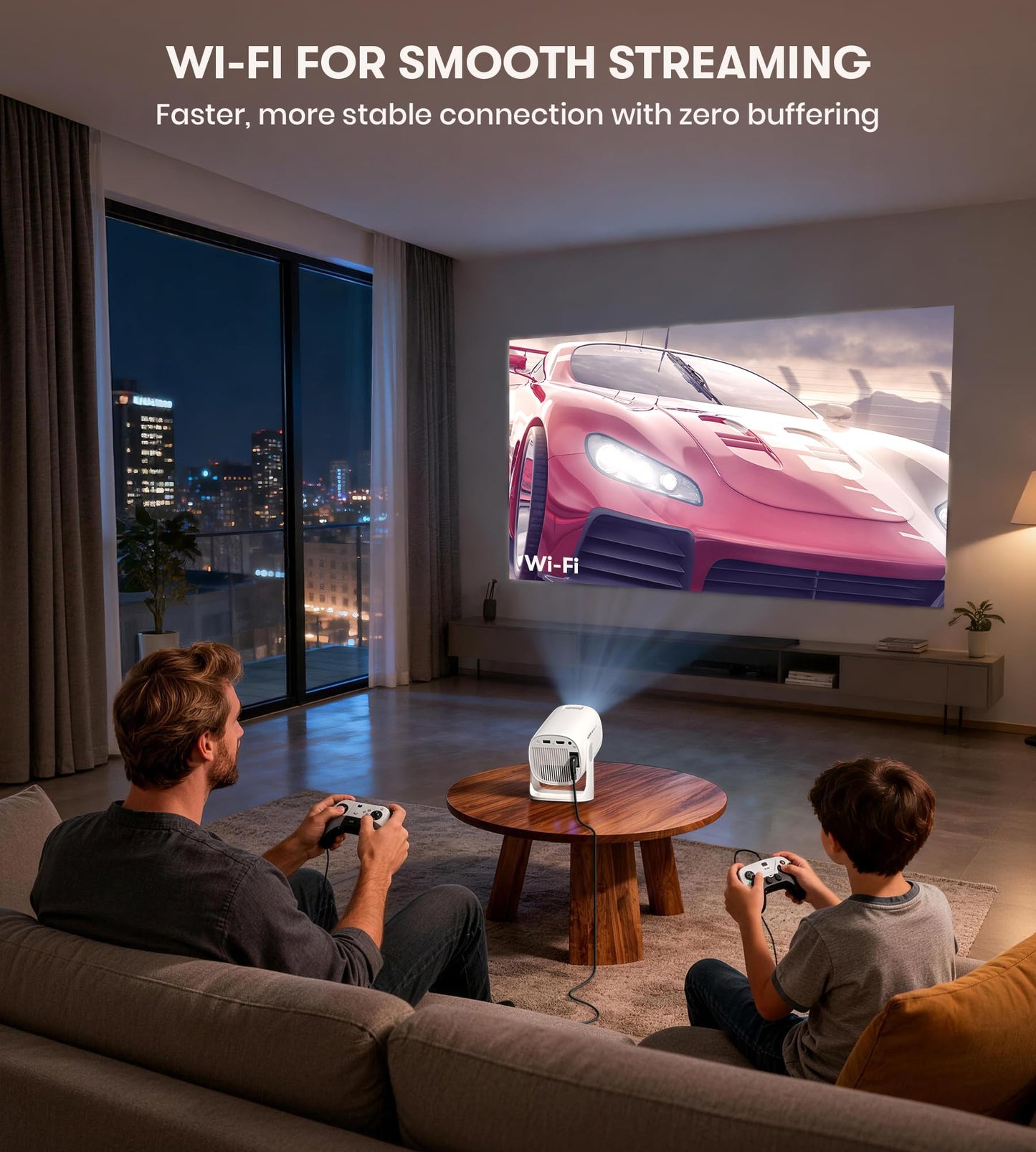 Miroir Mini proyector, proyector HD para el hogar con altavoz incorporado, enfoque automático, corrección Keystone, portátil para películas al aire última intervensión, compatible con smartphone, TV