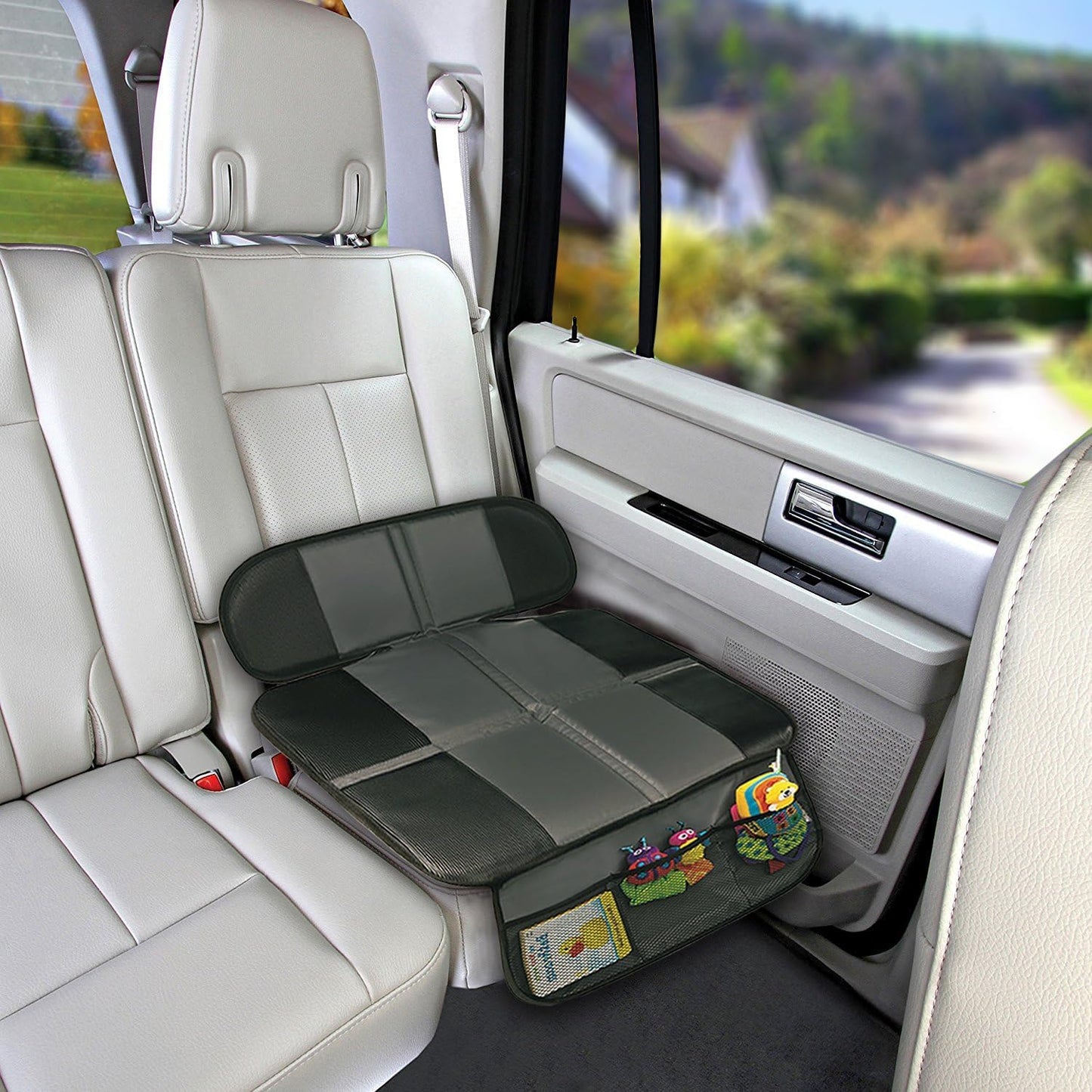 2 Protector para Asiento de Coche Universal, para Seguridad Antipatinaje con acolchado más grueso, para Bebé Protección del Cojín, Resistente al Agua y a la Suciedad, 3 Bolsillos de Almacenamiento (2)