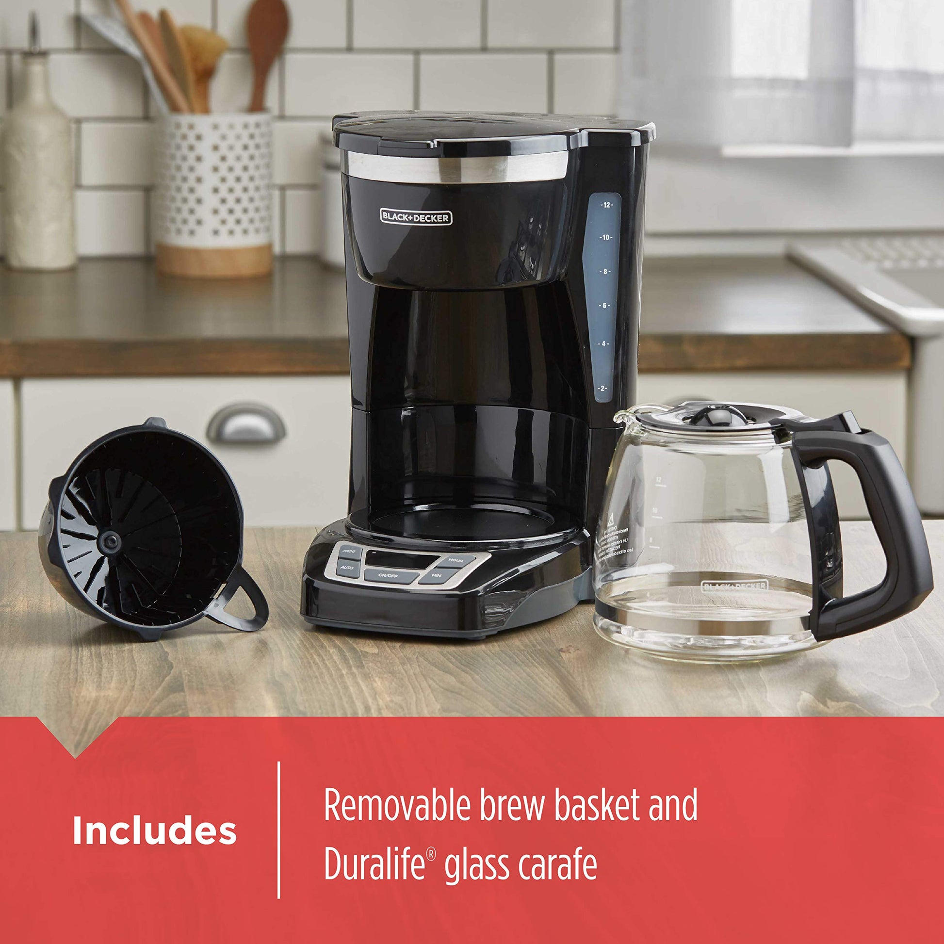 Black & Decker CM1160B - Cafetera programable (12 Tazas, 2 Unidades), Color Negro