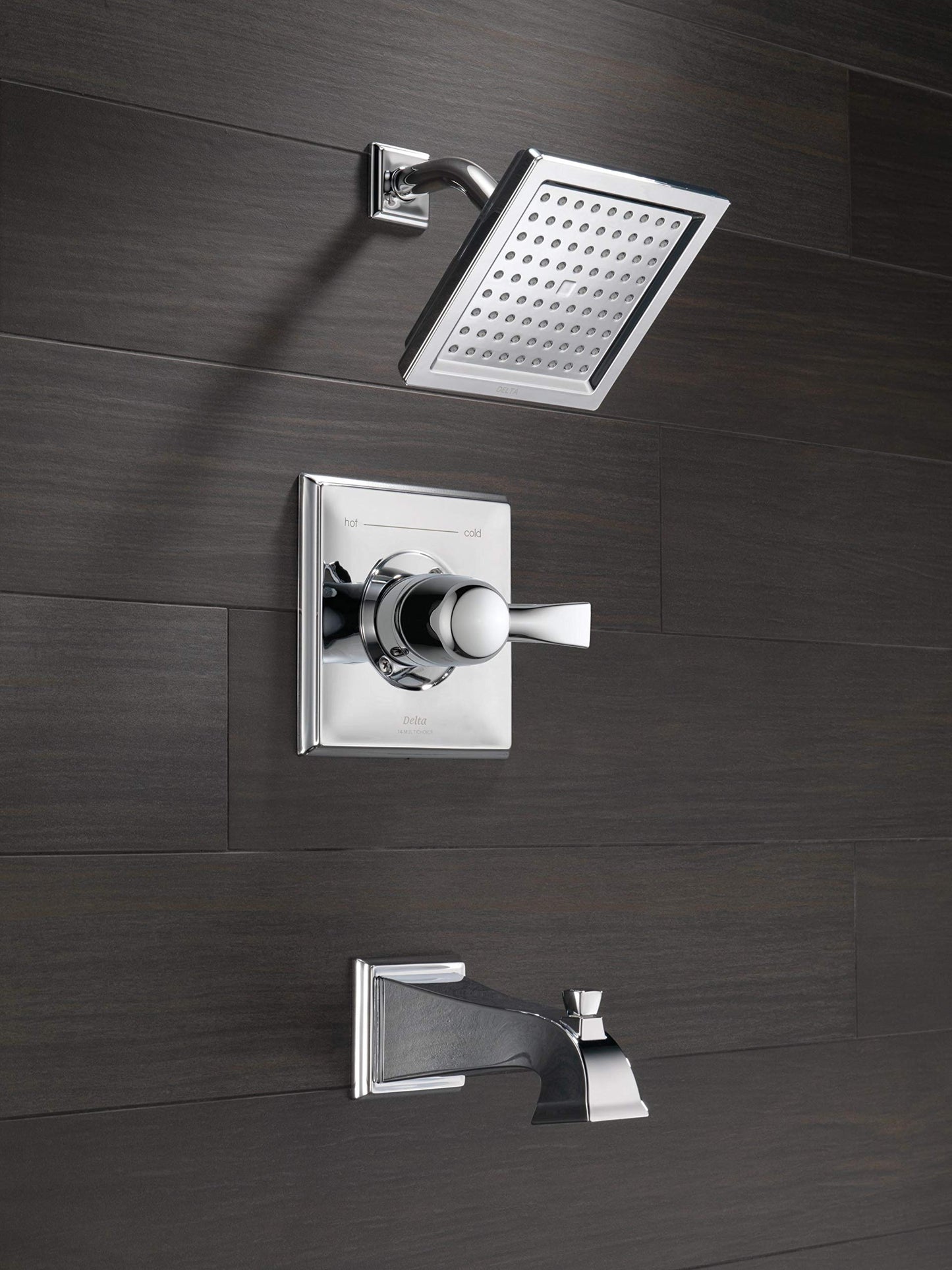 Delta Faucet Dryden 14 Series - Kit de molduras de bañera y ducha de una sola función con cabezal de ducha de limpieza táctil, cromo, flujo de agua de 2.0 GPM, T14451-WE (válvula no incluida)