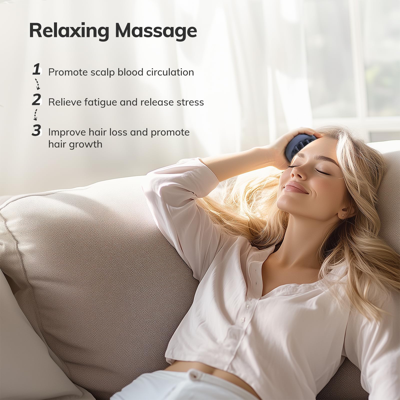 Sndyi Cepillo Champú Masajeador del Cuero Cabelludo de Silicona, Cepillo Exfoliante del Cuero Cabelludo para la Eliminación de la Caspa, Cepillo para el Crecimiento del Cabello (Gris Azul)