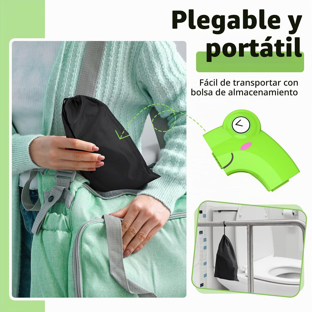 Portable Potty Seat for Toddler Travel - Foldable Non-Slip Potty Training Toilet Seat Cover for Boys/Girls, Baby/Kids with Drawstring Bag