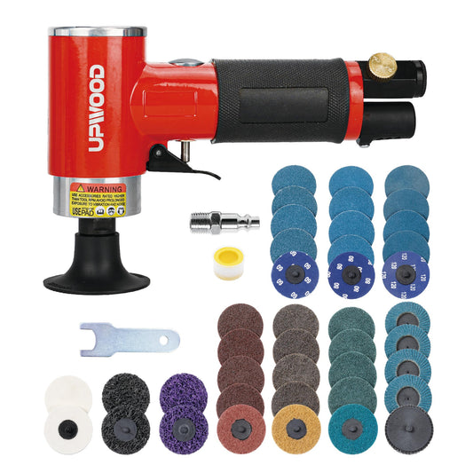 Mini Lijadora Orbital Kit Neumática 2 Pulgadas con Discos Roll Lock