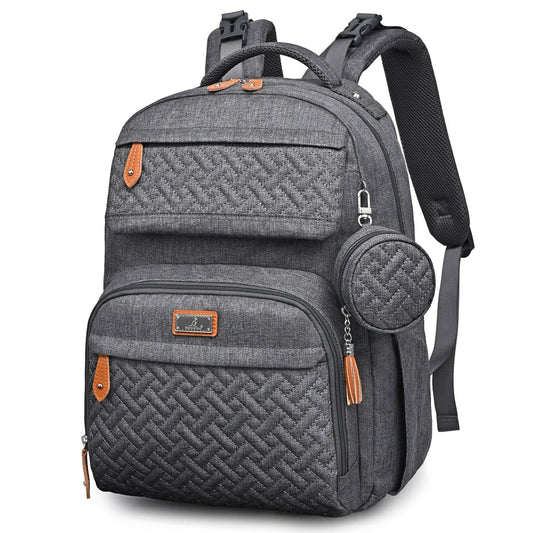 Mochila para Pañales BabbleRoo Gris Grande con Cambiador y Bolsas Impermeables Unisex