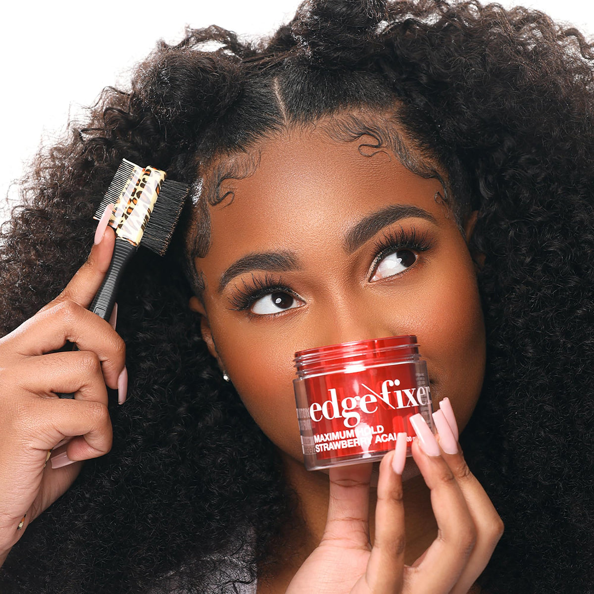 VERSAINSECT Max Hold 100mL (3.38 US fl.oz) & 4 in 1 Edge Brush with Fine Edge Combs & Spatula (Strawberry Acai)