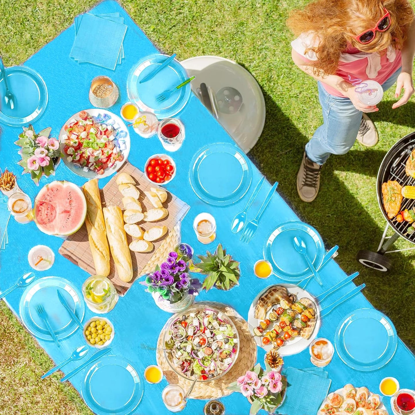 Juego de Vajilla de Fiesta Azul Adecuado para Bodas y Cumpleaños