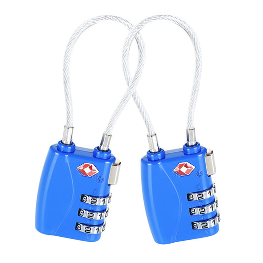 Candado para maletas Azul aprobado por la TSA (2 piezas) / Set de dos candados para maletas/ crea tu propia combinación, perfecto para lockers del gimnasio, escuelas, maletines, equipaje, caja de herramientas y más!