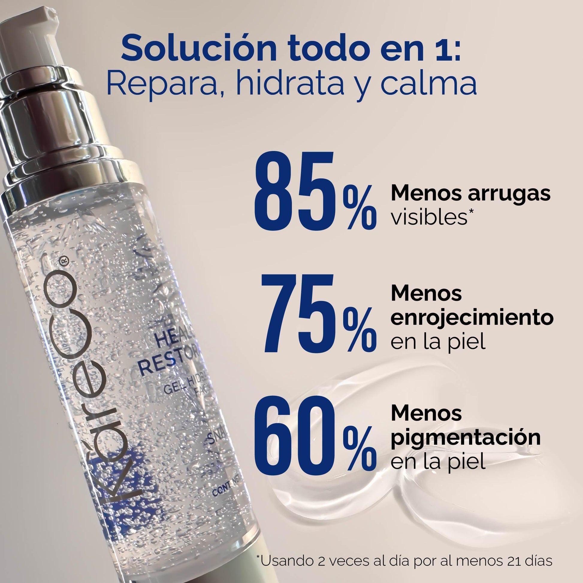 Käre Co HEALGEL RESTORATIVE gel hidratante facial | serum facial con niacinamida | no irritante que repara, hidrata y calma | logra una sensación de frescura y mejor apariencia | para tu skin care |