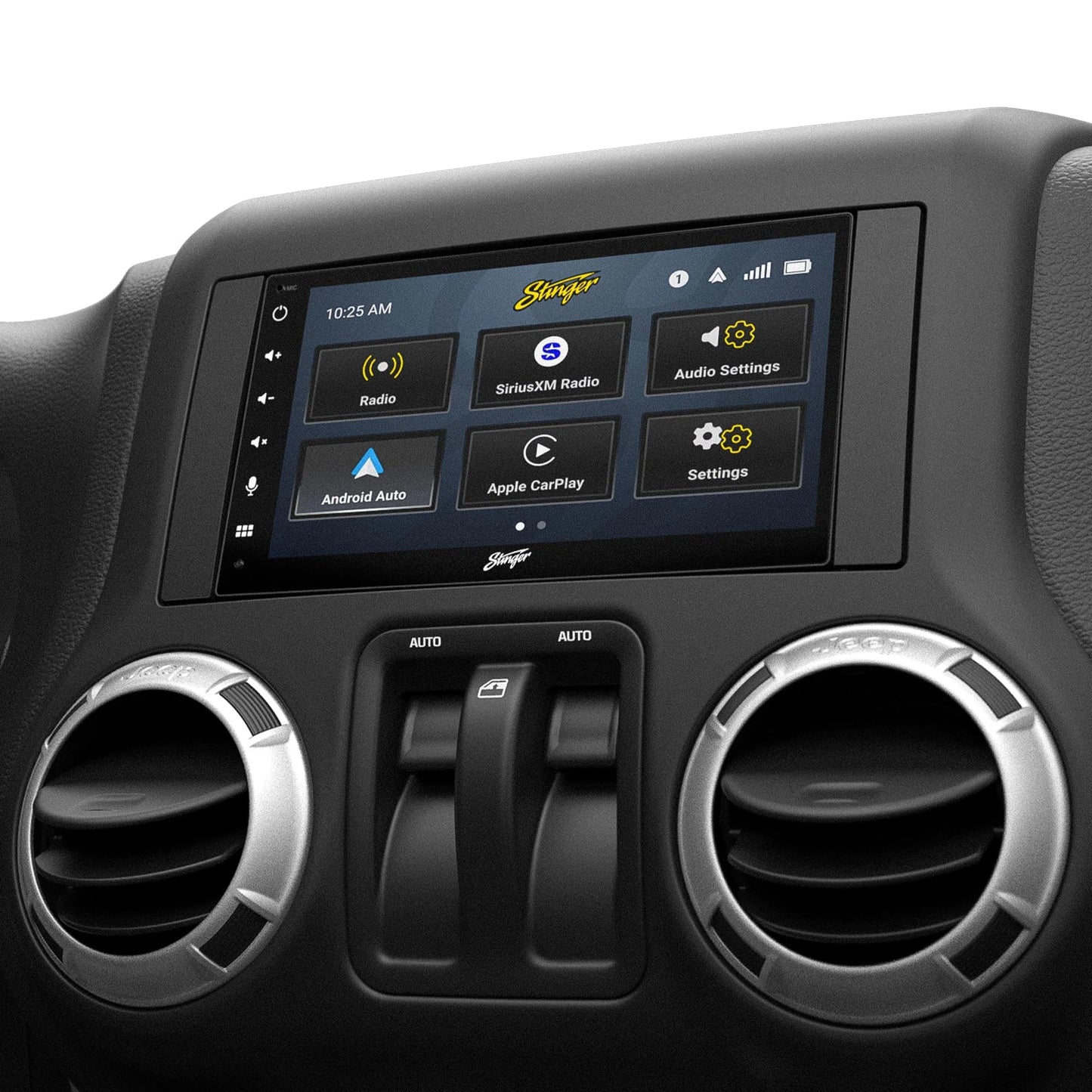 Radio para automóvil Stinger Double DIN con Pantalla táctil HD de 6.8”, Compatible con JK 2007-2018.