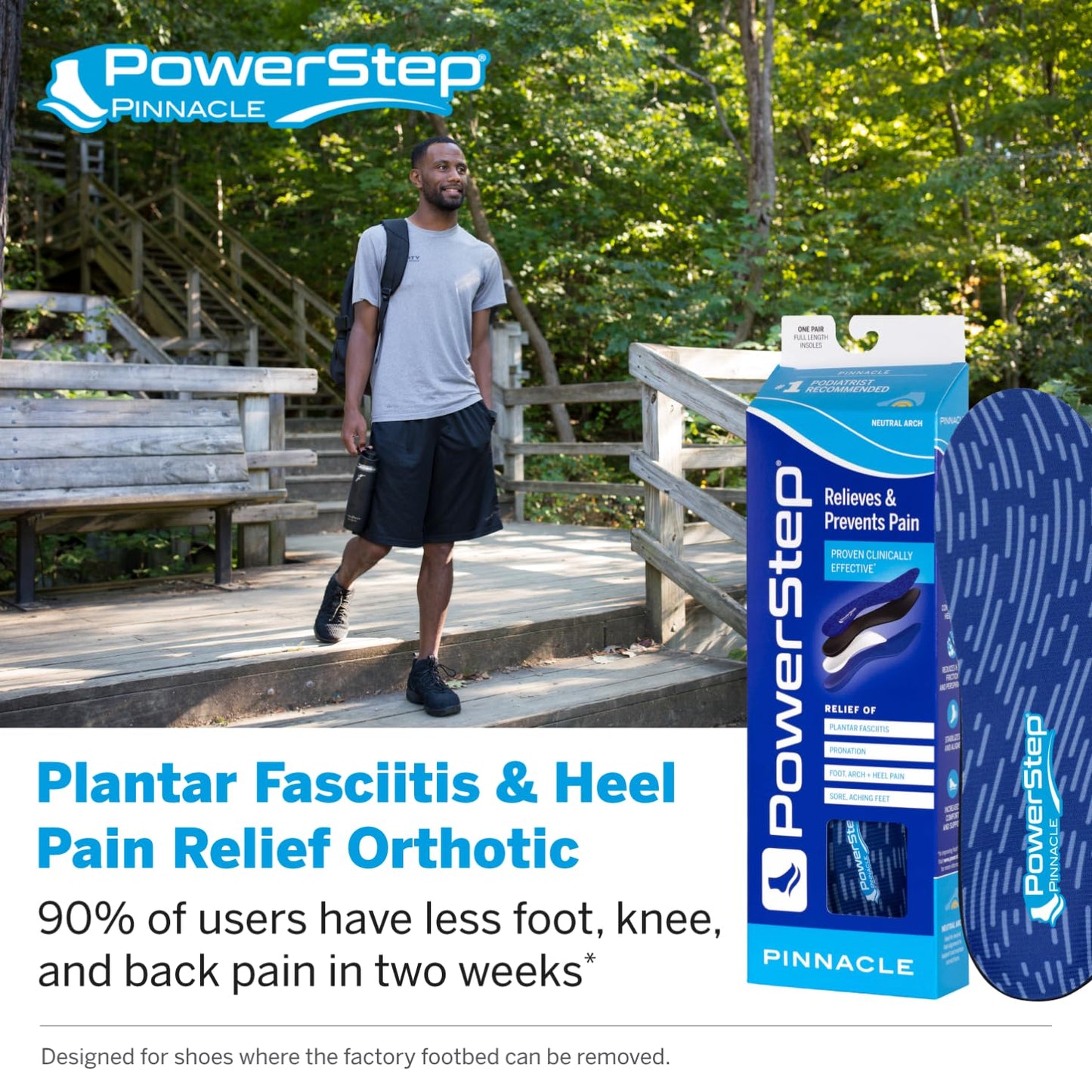 Powerstep Pinnacle Insoles - Orthotics for Plantar Fasciitis & Heel Pain Relief - Full Length Orthotic Insoles For Arch Pain with Moderate Pronation - #1 Podiatrist Recommended (M 3-3.5 W 5-5.5)
