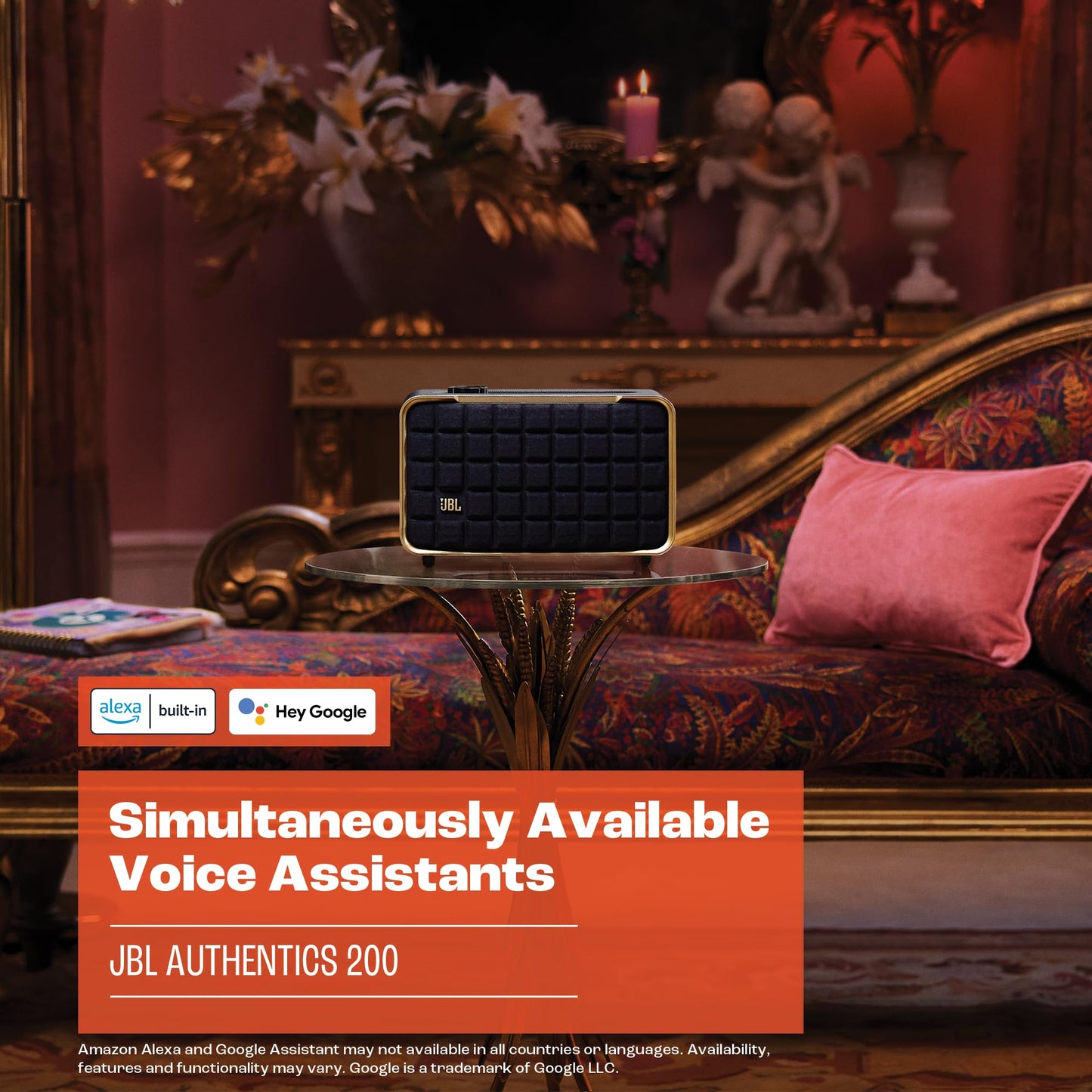 JBL Authentics 200 Bocina Inalámbrica Wi-Fi/Bluetooth, 90W de Potencia, Ajuste Automático, Asistentes de Voz - Negro