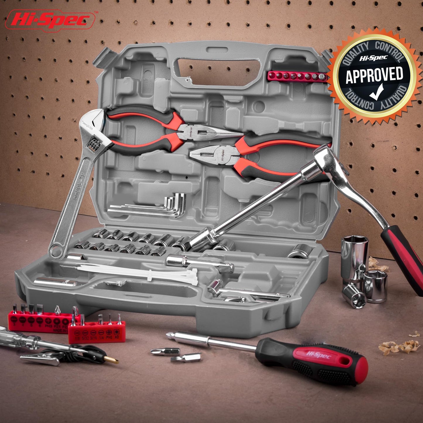 Hi-Spec Juego de Herramientas para Mecánica Automotriz de 67 Piezas. Herramientas Manuales de Bricolaje para Reparación y Mantenimiento de Automóviles, Bicicletas, y Motos. con Maletin de Transporte