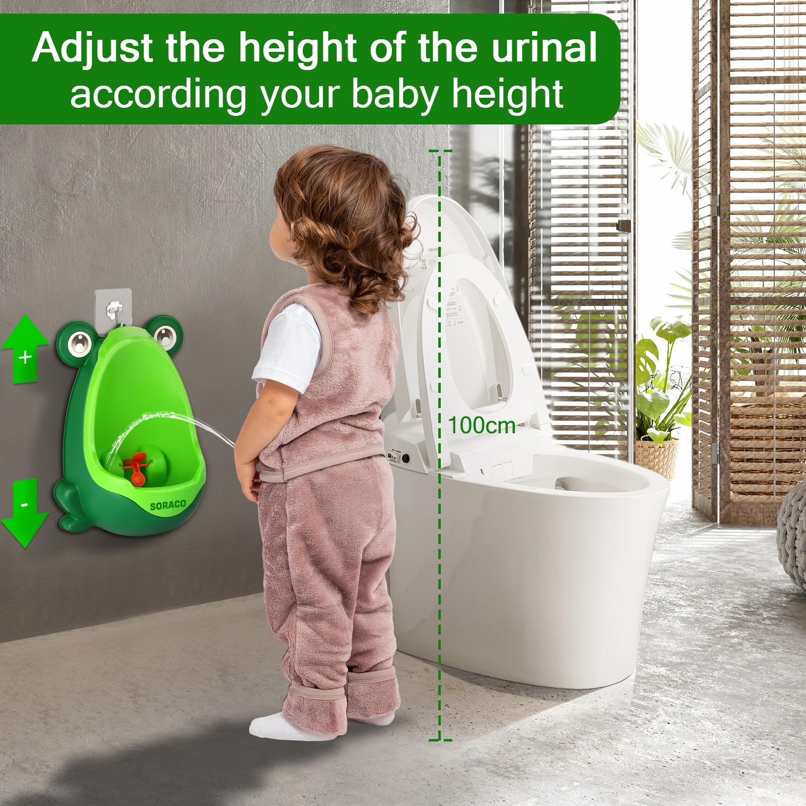 Soraco Frog Potty Training Urinal for Toddler Boys Toilet with Aiming Target-Green
