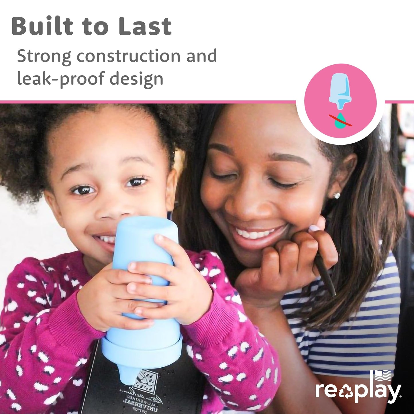 Re-Play Vasos antiderrames para bebés pequeños - Juego de 3 vasos reutilizables de 10 oz, aptos para lavavajillas y microondas, fabricados en EE. UU., Beach Baby
