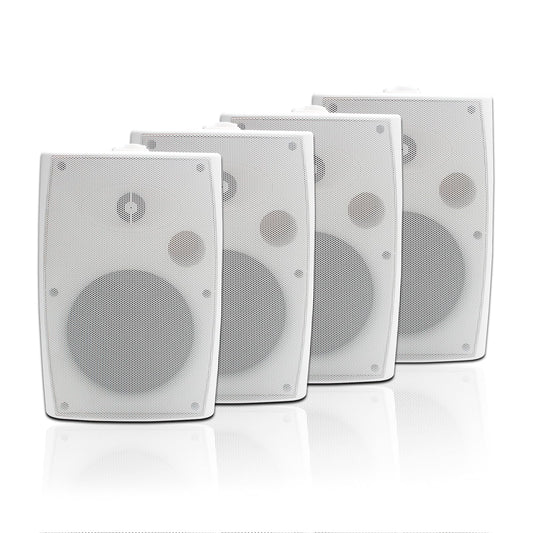 STUDIOFINIX - Altavoces para exteriores de 6.5 pulgadas, montados en la pared, 800 W, color negro, solución de audio resistente a la intemperie y de alto rendimiento (4 altavoces) (blanco), ST-602BX2