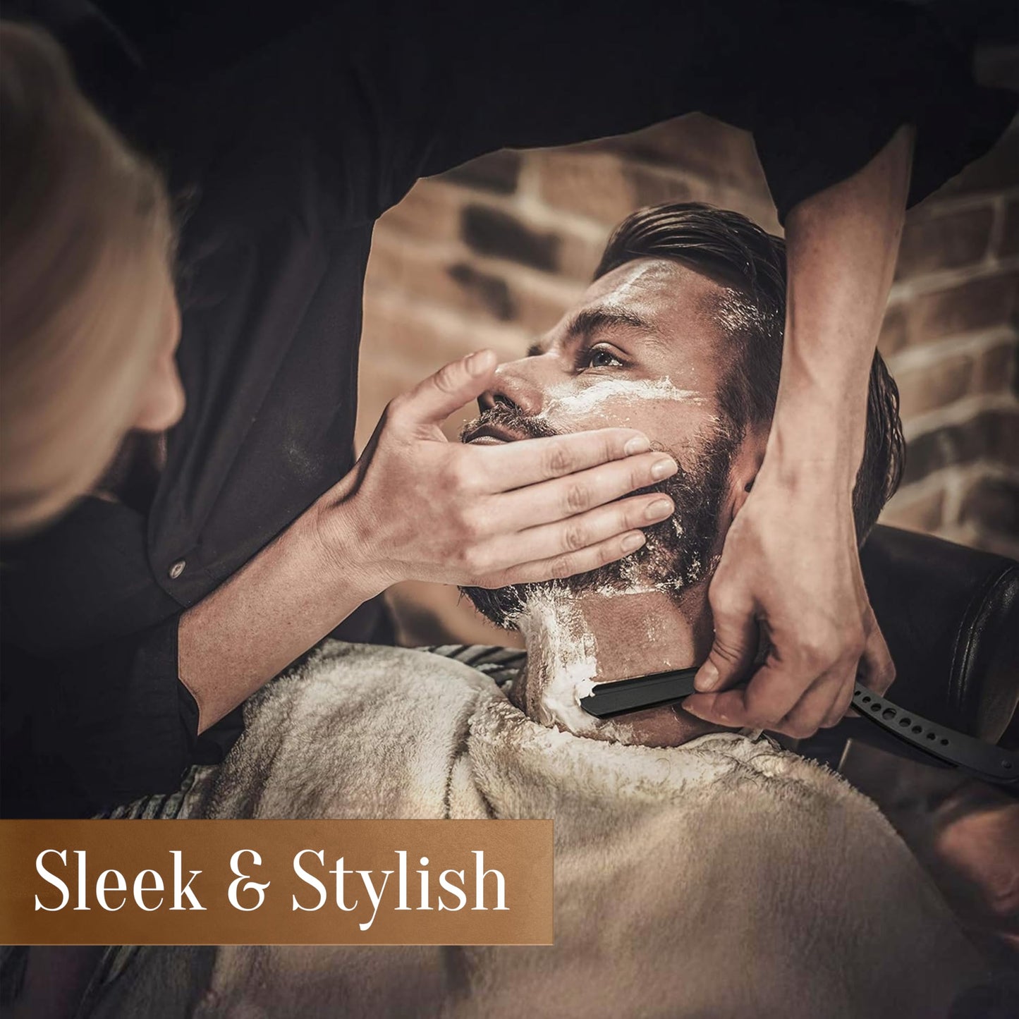 100 BLADES + Facón Professional Classic Straight Edge Barber Razor - Salon Quality Cut Throat Shavette