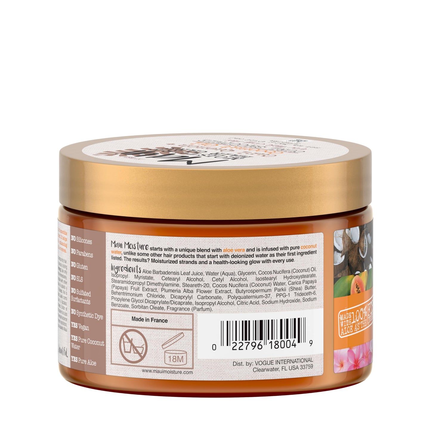 Maui Moisture - Batido Curl Quench + con aceite de coco para rizos, 12 onzas, crema cremosa para peinar sin silicona para rizos gruesos, retorcidos, trenzas, peinados para lavar y llevar