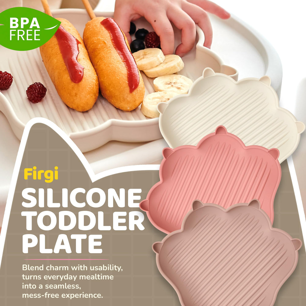Firgi MEOW Plate - Platos de alimentación para bebés pequeños, 100% silicona de grado alimenticio, suministros de destete LED, sin BPA, suministros de alimentación de silicona suave y duradera, sin