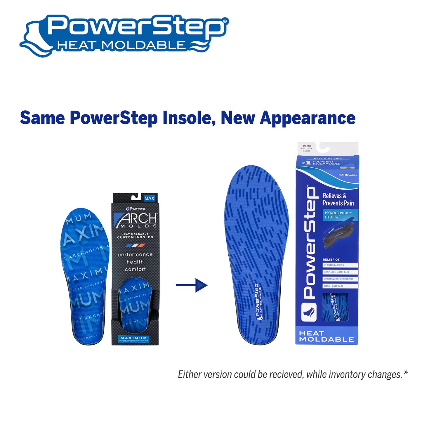 Plantillas Ortopédicas Powerstep Azul Archmold Maximum para Mujer y Hombre