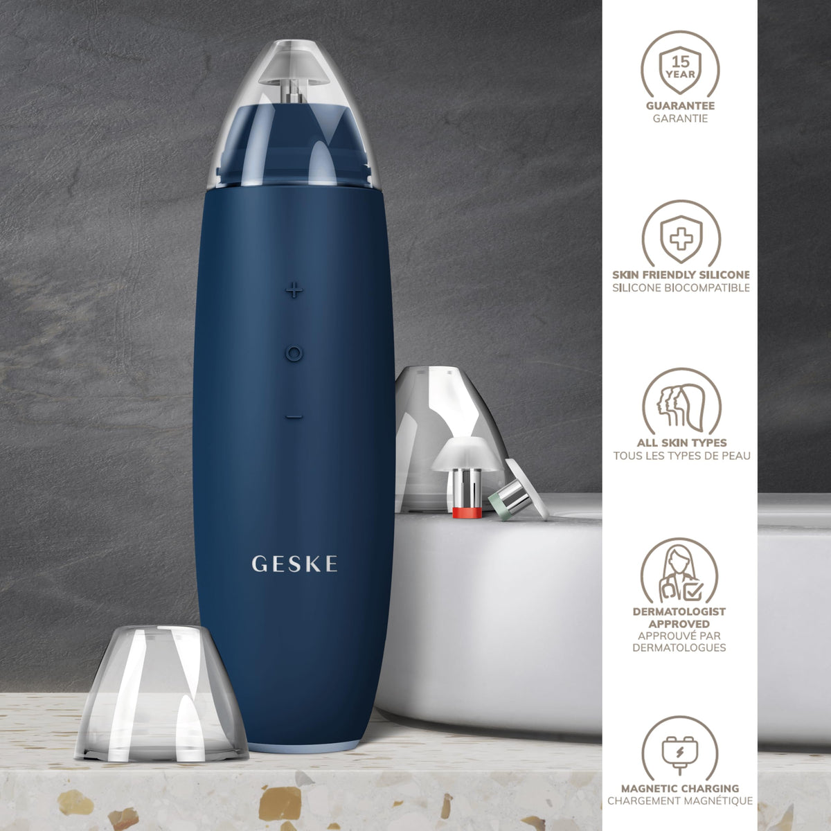 GESKE | SmartAppGuided™ MicroDermabrasion Blackhead Remover | Eliminador de puntos negros 7 en 1 | Limpiador de poros eléctrico | limpieza al vacío innovadora | herramientas de belleza