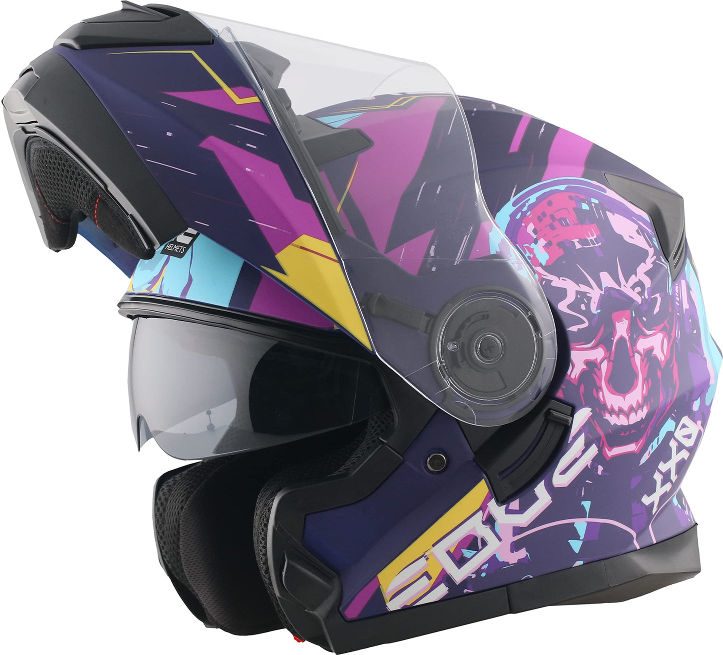 Casco Modular Abatible Edge Purpura con Visor Doble Anti Baho Certificado DOT para Motocicleta
