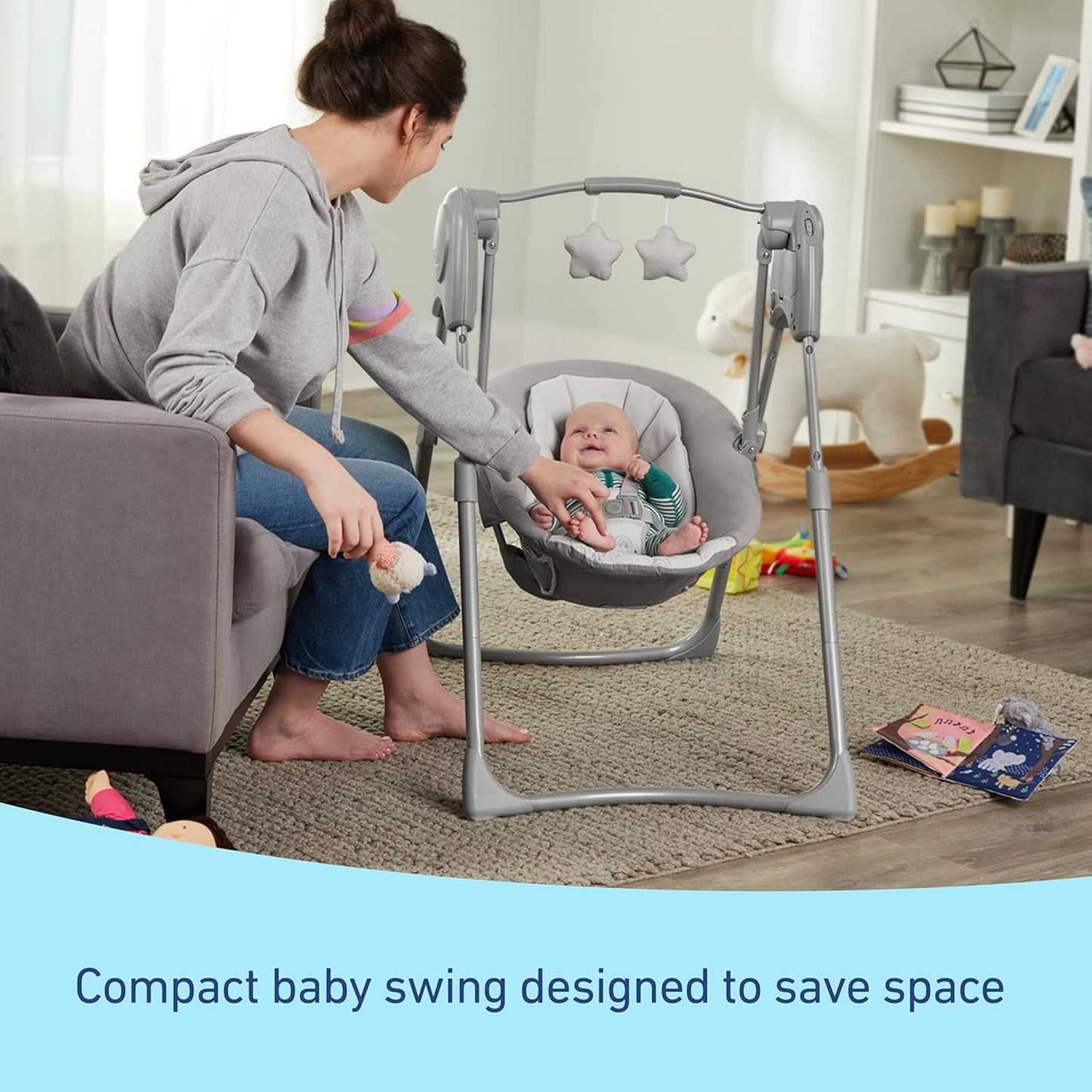 Graco® Slim Spaces™ Columpio Compacto para bebé, Reign