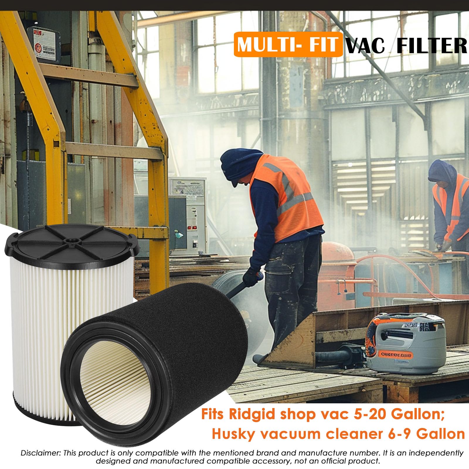 LVJUSEN VF4000 - Filtro de repuesto para aspiradoras Ridgid Shop de 5 a 20 galones, filtro universal VF4200 se adapta al filtro de aspiradora rígido húmedo y seco Husky Shop de 6 a 9 galones con
