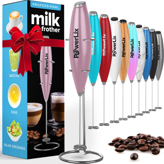 Espumador de Leche Eléctrico PowerLix Negro con Soporte de Acero Inoxidable