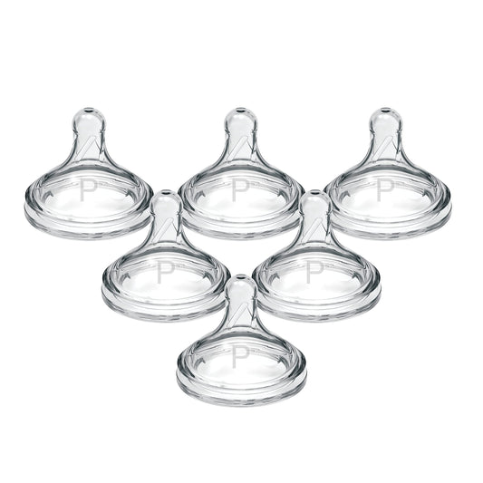Dr. Brown's Natural Flow® Preemie Flow™ - Tetina de silicona para biberón, flujo más lento, 0 m+, 100% silicona, 6 unidades