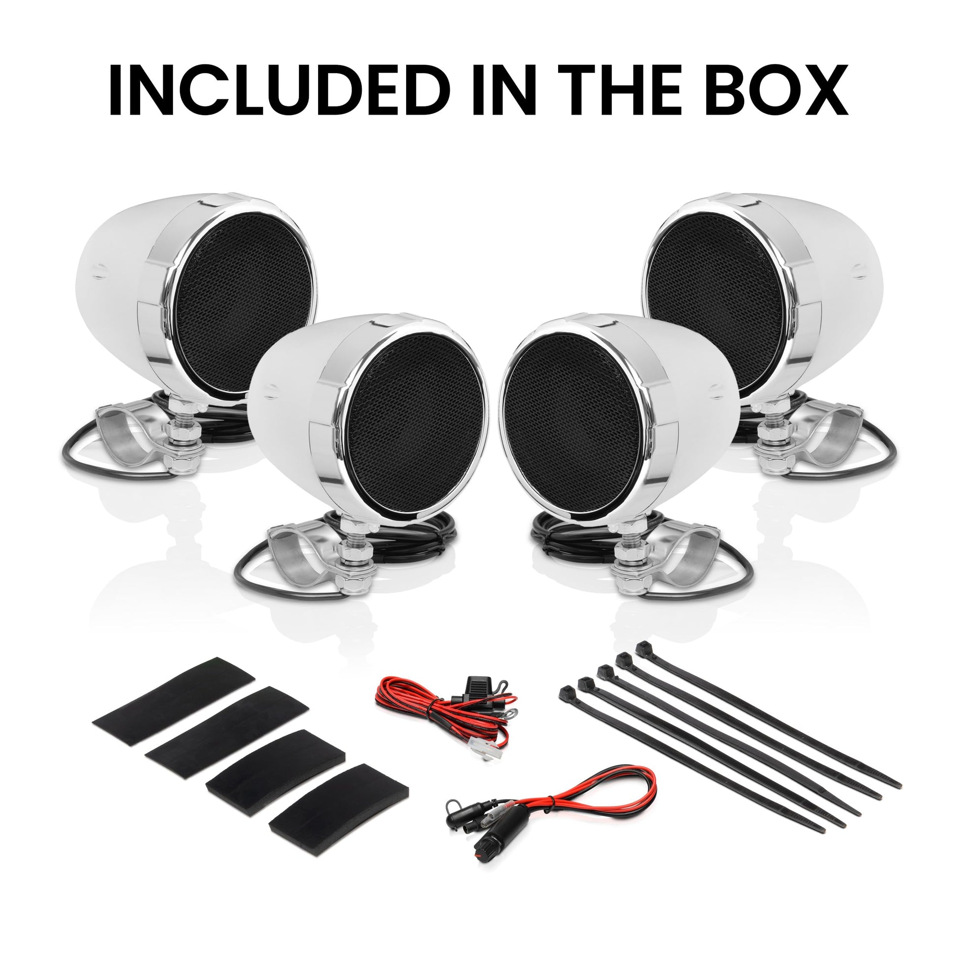 BOSS Audio Systems MC475BA - Altavoces para Motocicleta de 3 Pulgadas, Bluetooth, Amplificador Incorporado, Resistente a la Intemperie, Control de Volumen, Compatible con ATV UTV