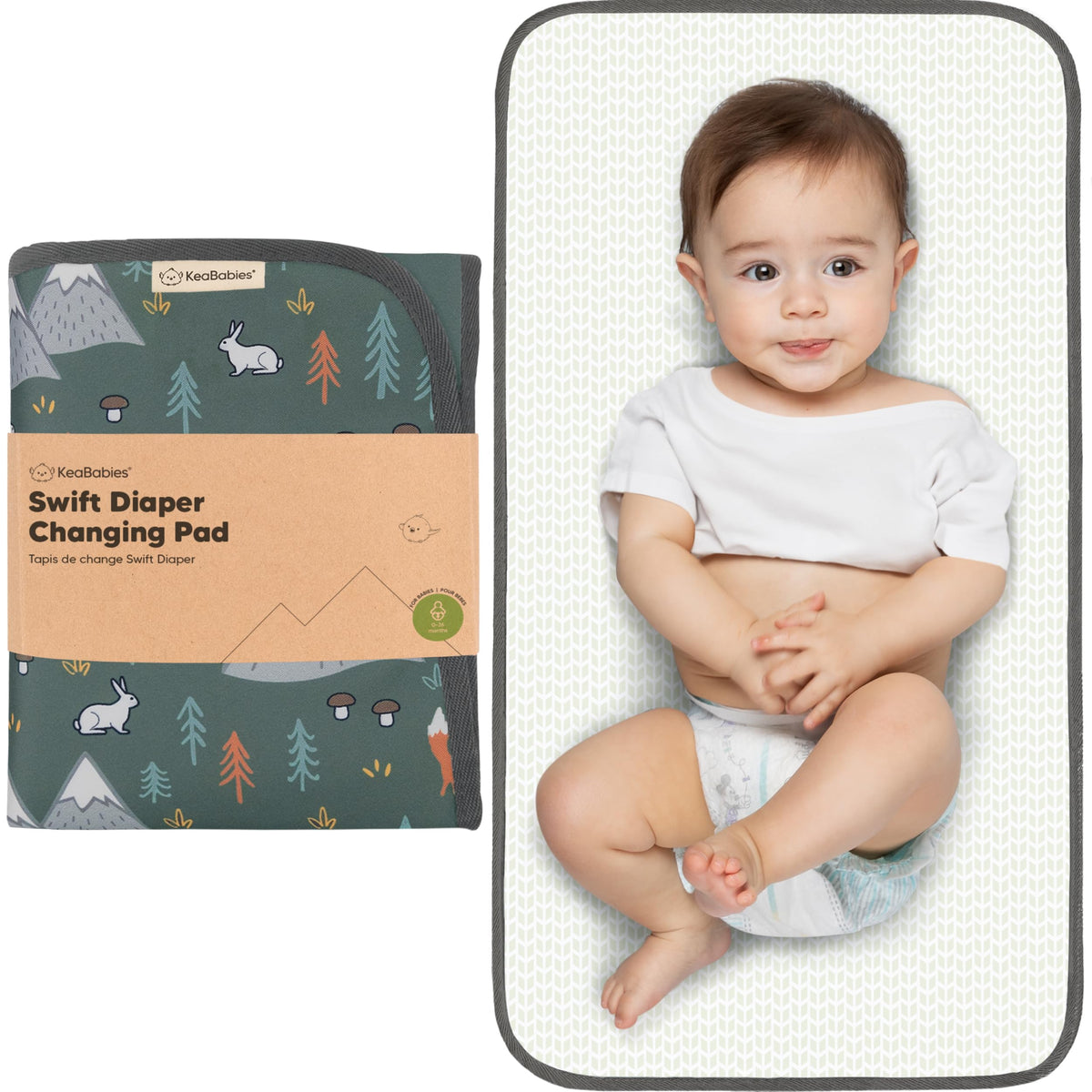 KeaBabies - Cambiador portátil de pañales, fácil de limpiar, plegable e impermeable para bolsa de pañales, compacto, ligero, recién nacido de 25 x 13 pulgadas, bebé, cambiador de bebé esencial de