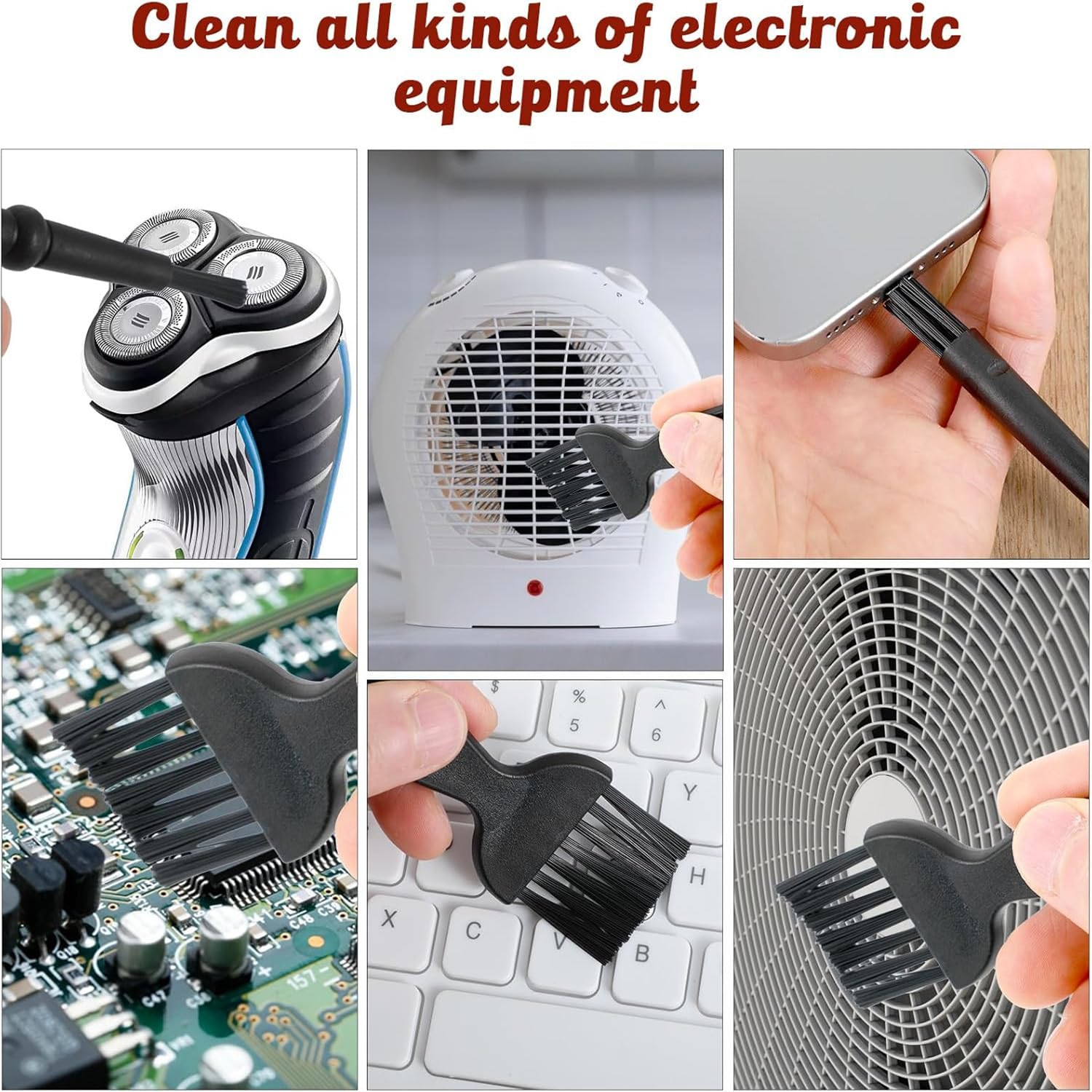 Kit de cepillos de limpieza para 8 mini teclados, cepillo de limpieza electrónico antiestático, mango PP y cerdas de nylon, cepillo de limpieza para teclado de computadora y teclado para espacios