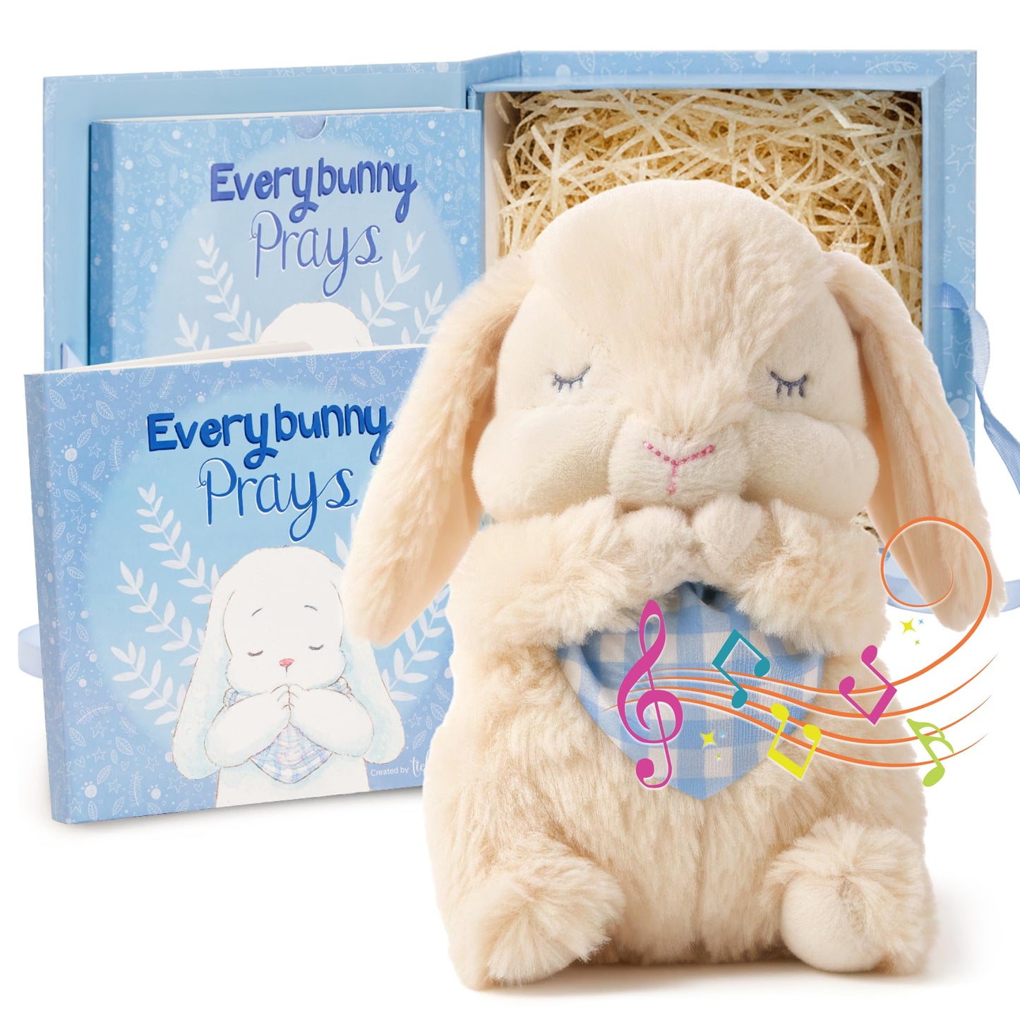 Tickle & Main Everybunny Prays Bunny Peluche y Juguete Musical - Azul, 7 Pulgadas de Felpa y Libro ilustrado, Recites Now I Lay Me Down to Sleep - Regalos de Bautismo para niños - Regalos de Bautizo