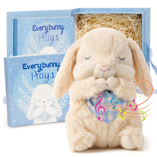 Tickle & Main Everybunny Prays Bunny Peluche y Juguete Musical - Azul, 7 Pulgadas de Felpa y Libro ilustrado, Recites Now I Lay Me Down to Sleep - Regalos de Bautismo para niños - Regalos de Bautizo